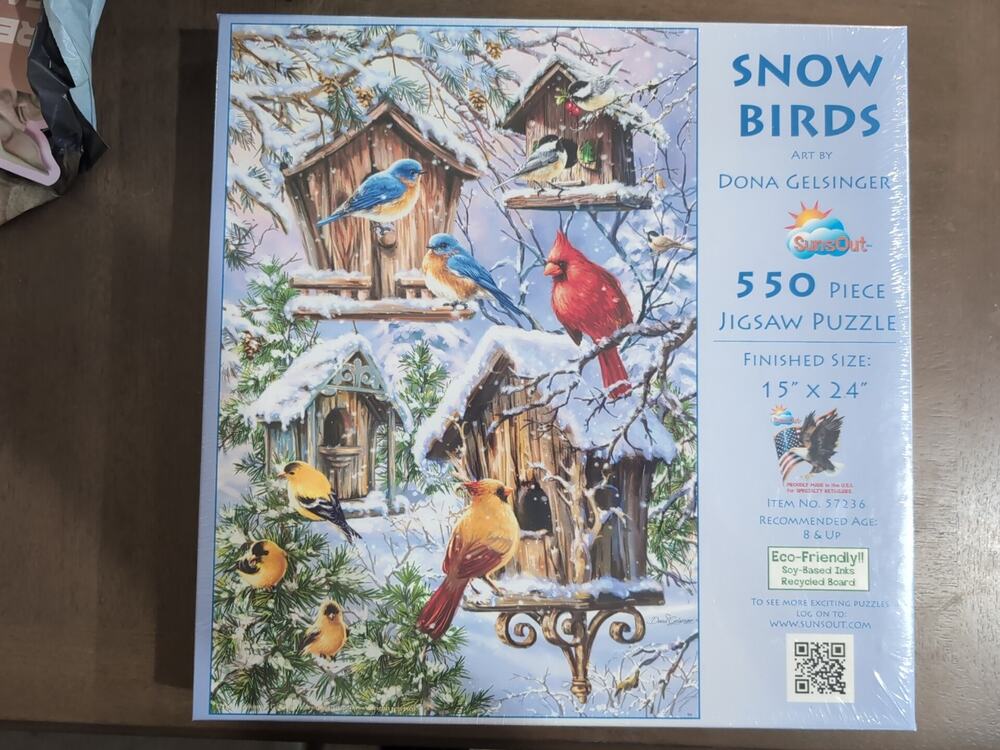 Rare Sunsout Snow Birds Puzzle 550 pcs Dona Gelsinger New Sealed